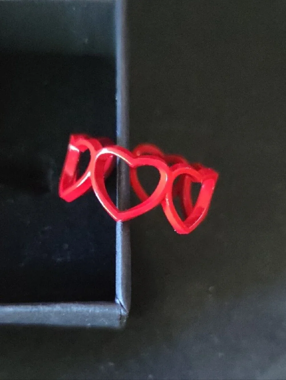 Red Heart Link Resin Ring - Women Jewelry Size 7 Adjustable